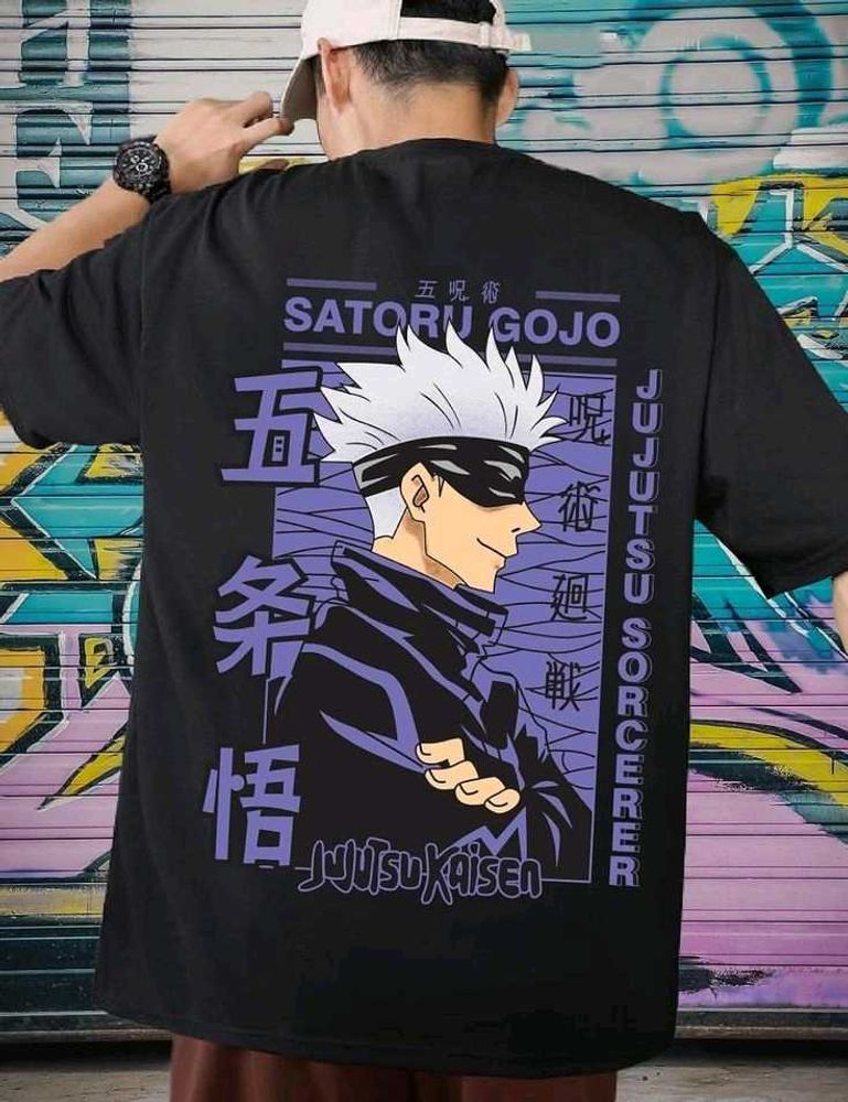 Men Printed Round Neck Black Gojo T-shirt