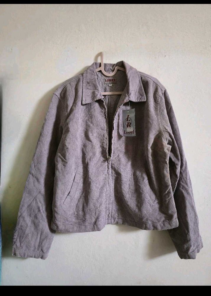Trendy Mauve Corduroy Zip-Up Jacket