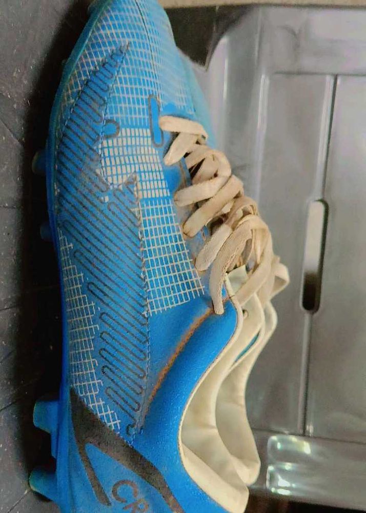 Blue Checkered Soccer Cleats