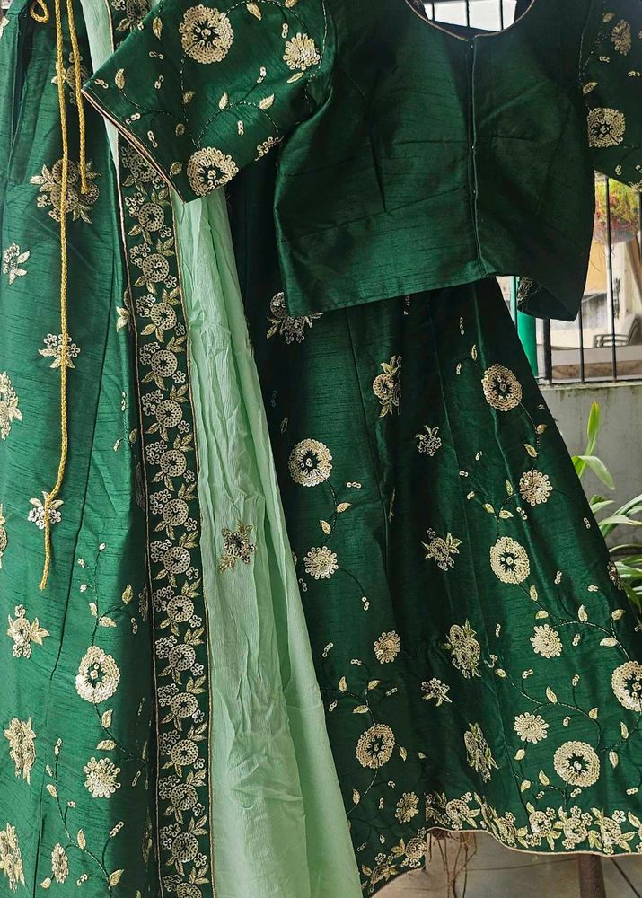 Emerald Green Embroidered Lehenga