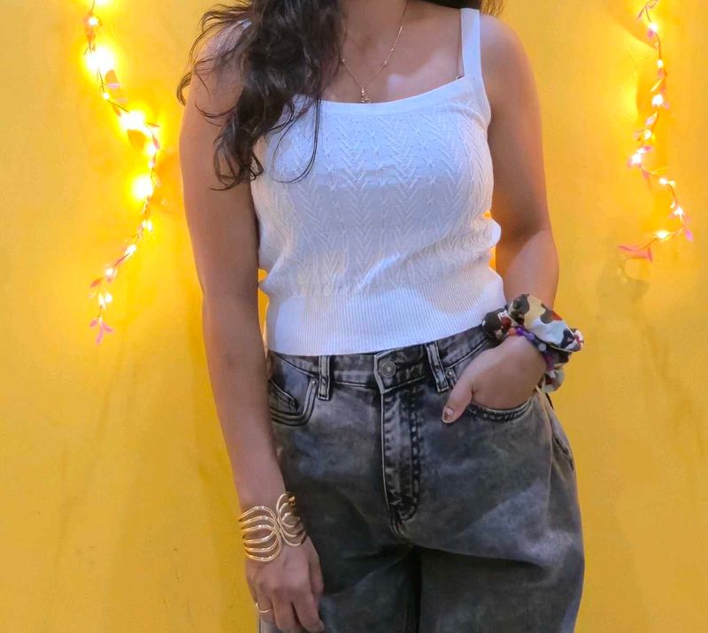 White Knit Tank Top