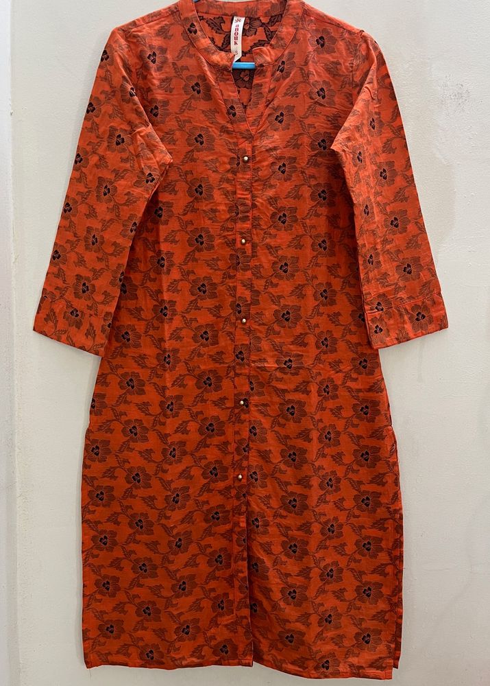 Anouk Orange And Black Embroider Kurti