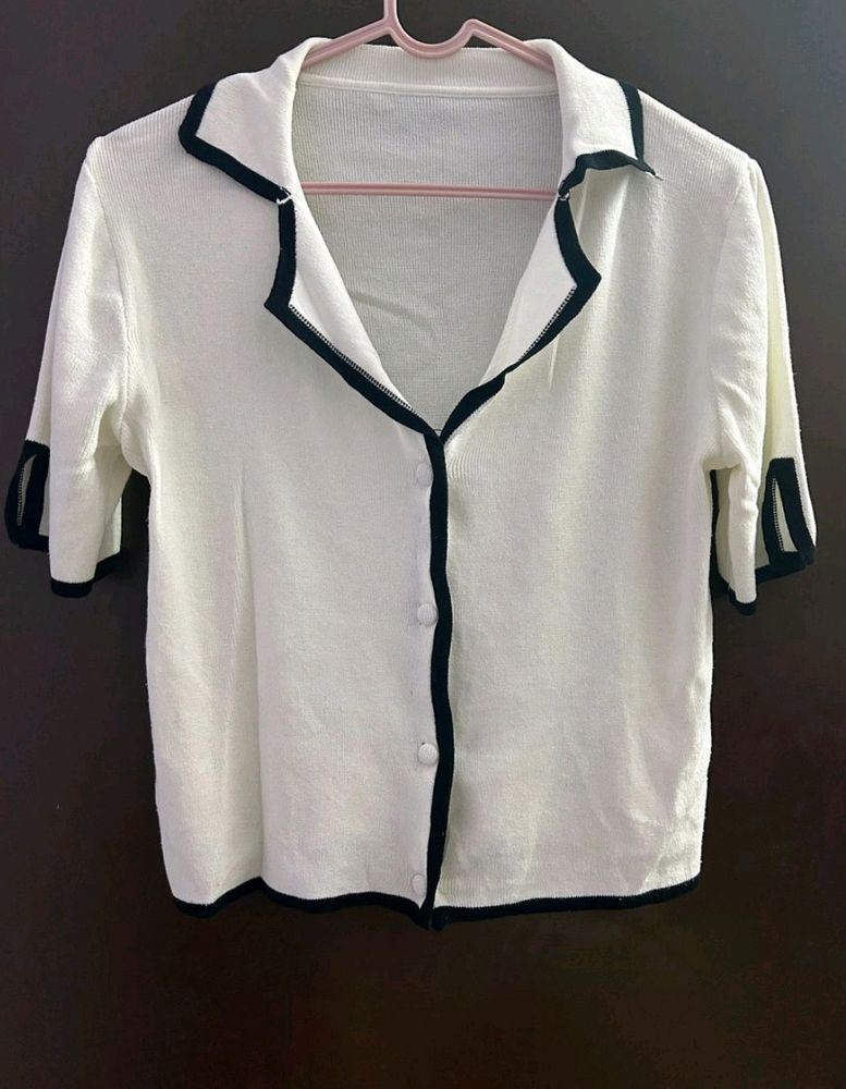 White Black Outline Top