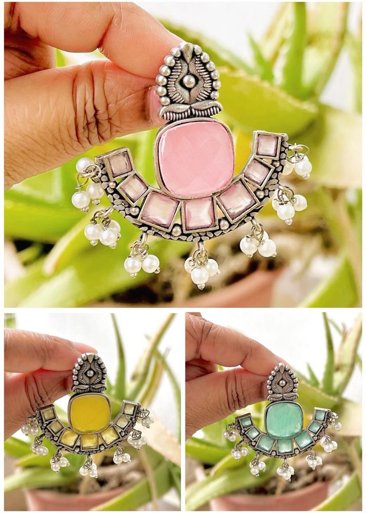 Silver Replica Monalisa Stone Earring