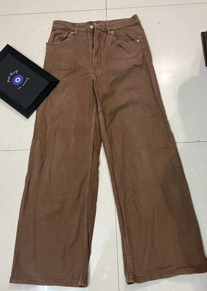 H&amp;M Women Twill Brown Trousers