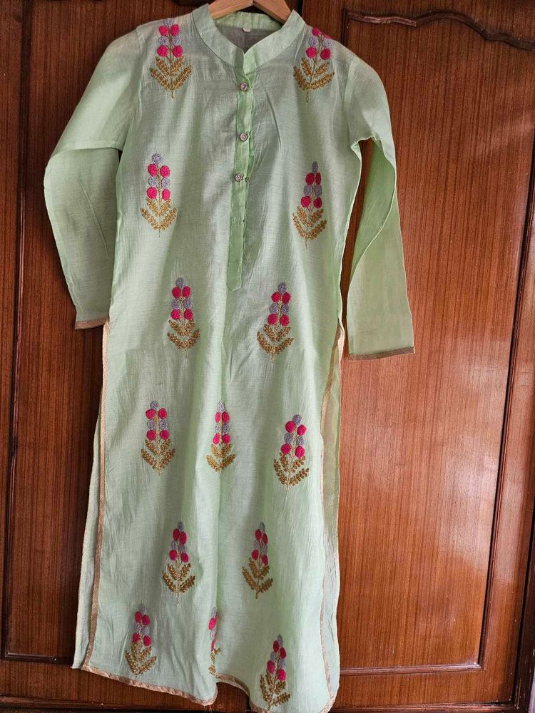 Florescent Embroidered Kurti