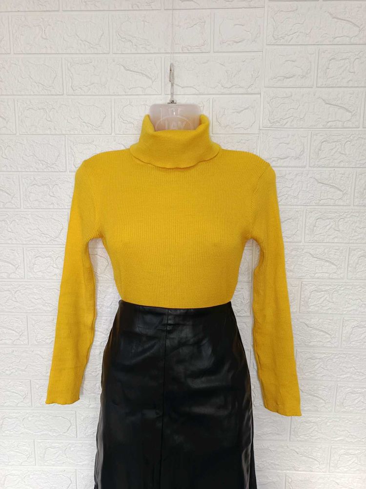 Imported Yellow Turtleneck Sweater