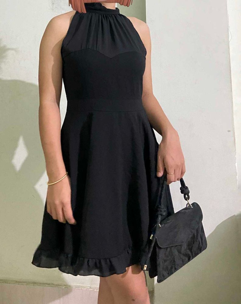 Women Black Halter Dress