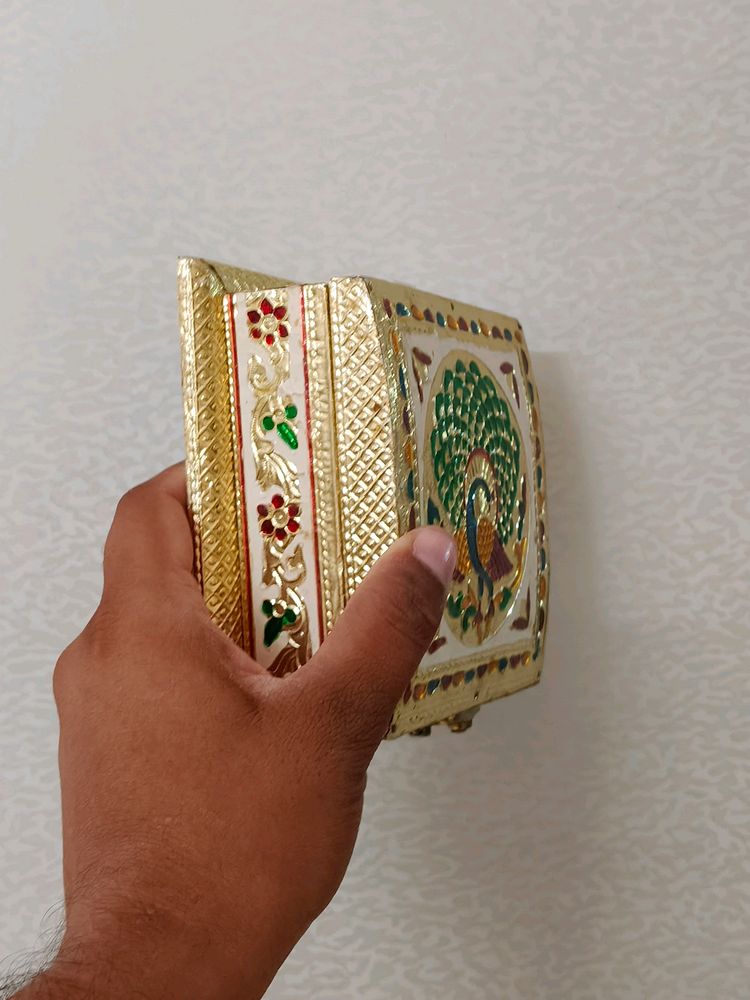 Golden Meenakari Transparent Dry fruit box
