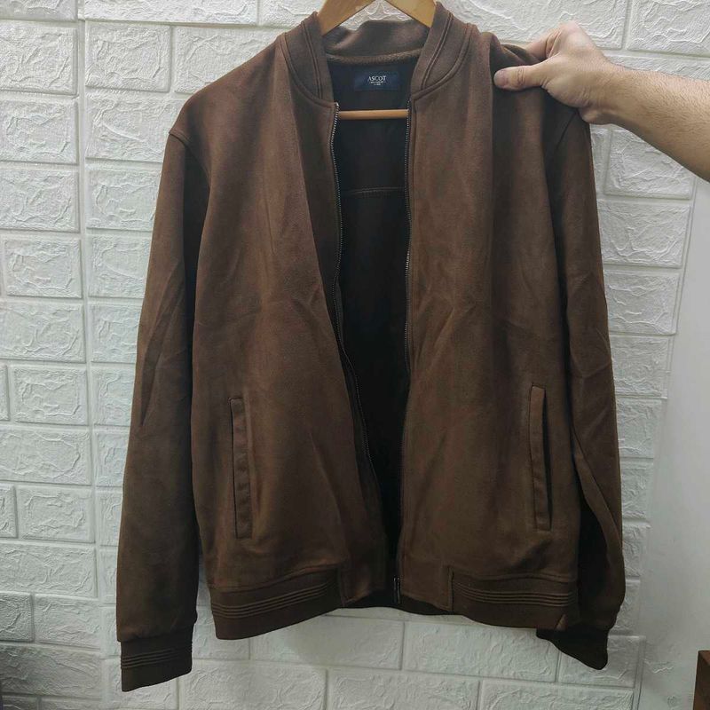 Brown Suede Bomber Jacket