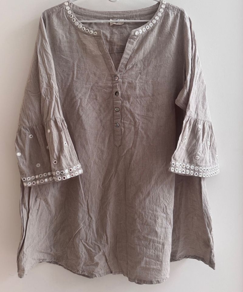 Elegant Taupe Cotton Kurta – Diza by Westside