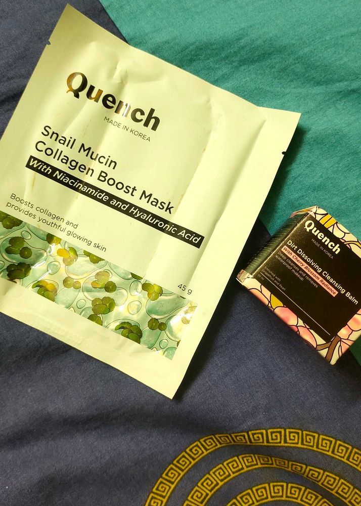 Quench Snail Mucin Mask and cleansing balm