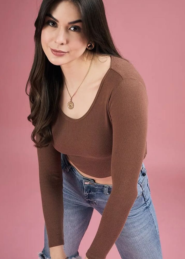 Brown Long Sleeve Top
