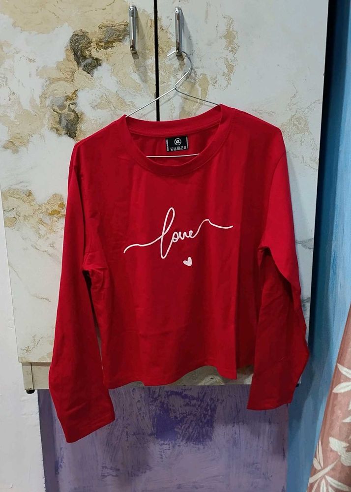 Red 'Love' Long Sleeve Top