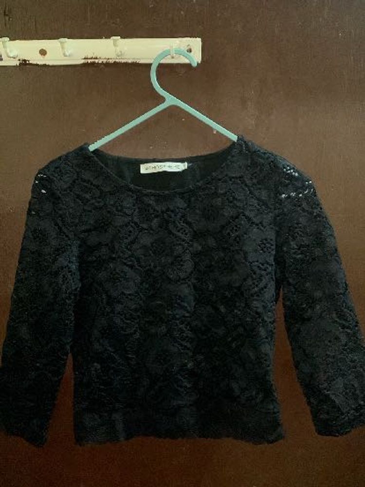 Elegant Black Lace Crop Top