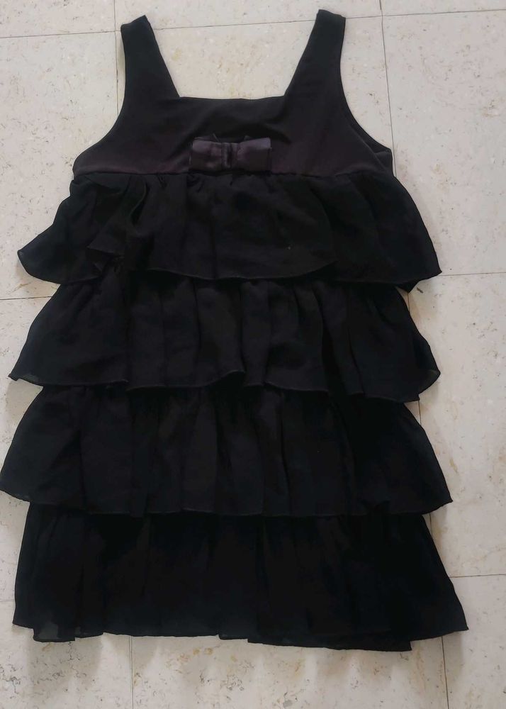 Frill layered black party wear top