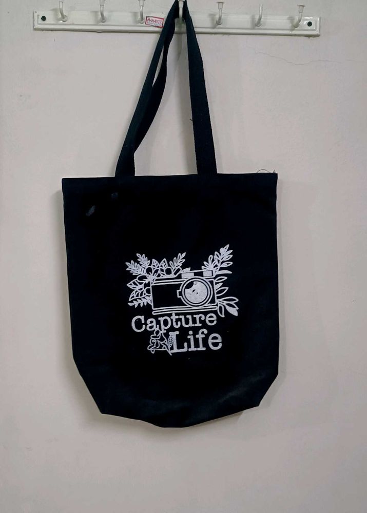 Black Tote Bag With Zip