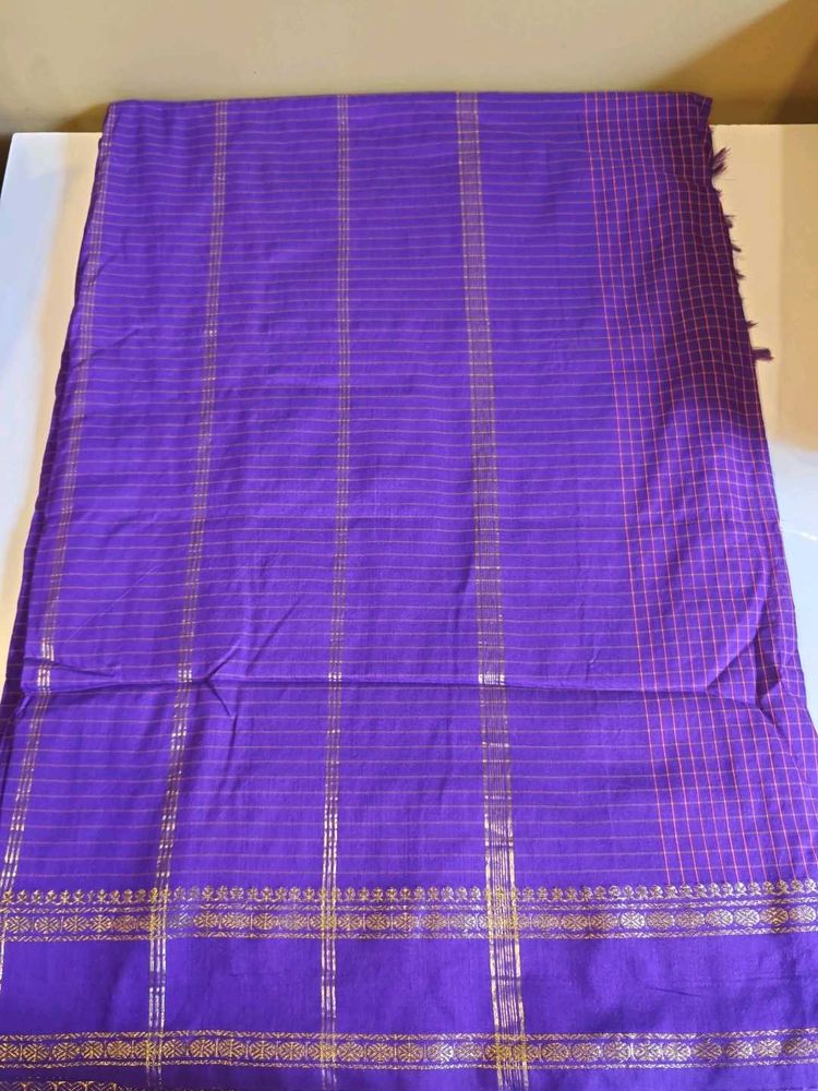 Purple Checked Saree