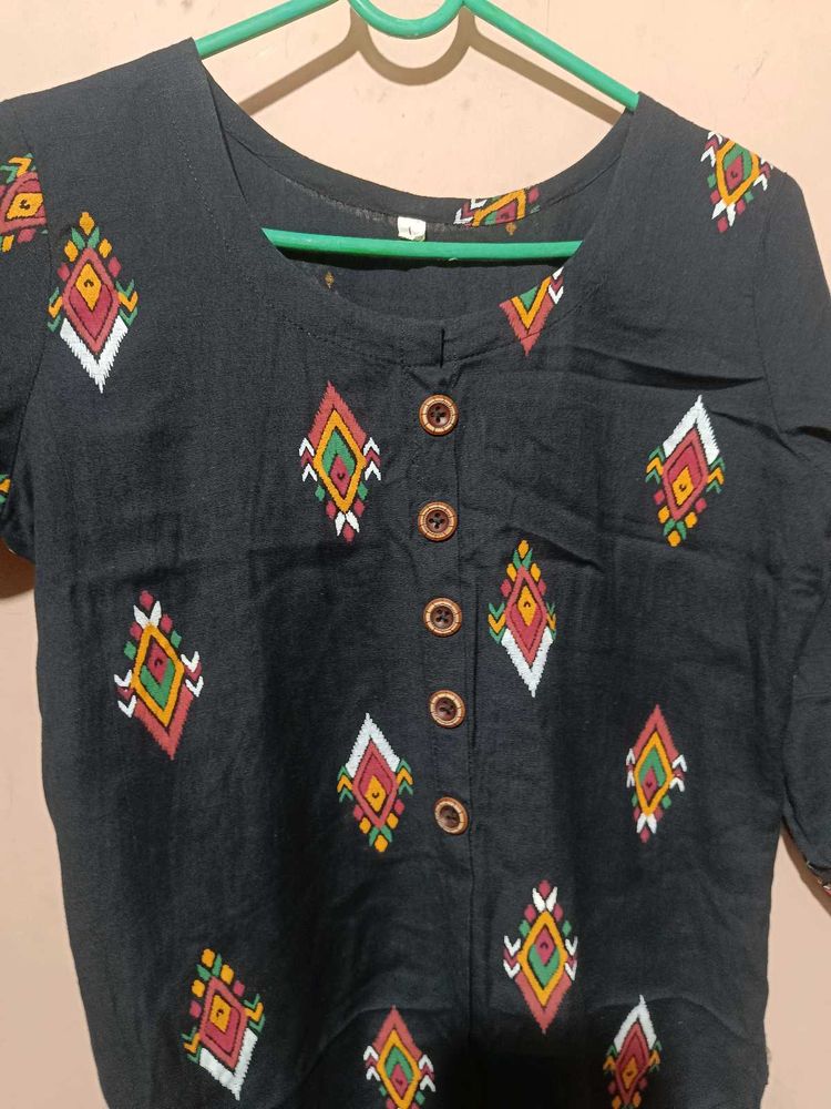 Black Cotton Kurta