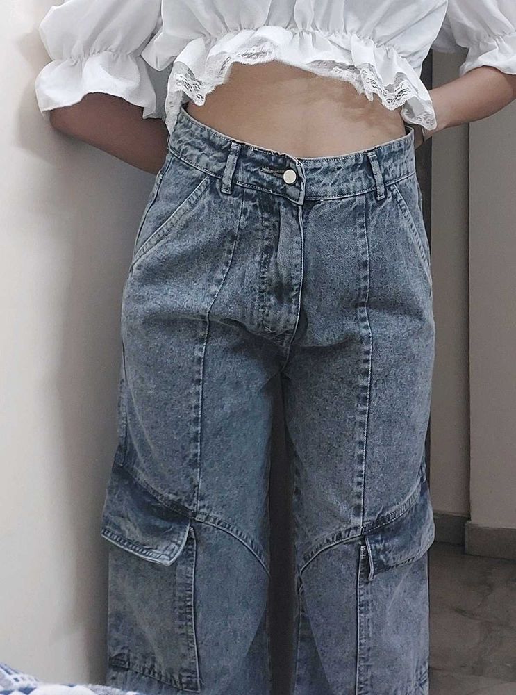 Acid Wash Grey Jeans