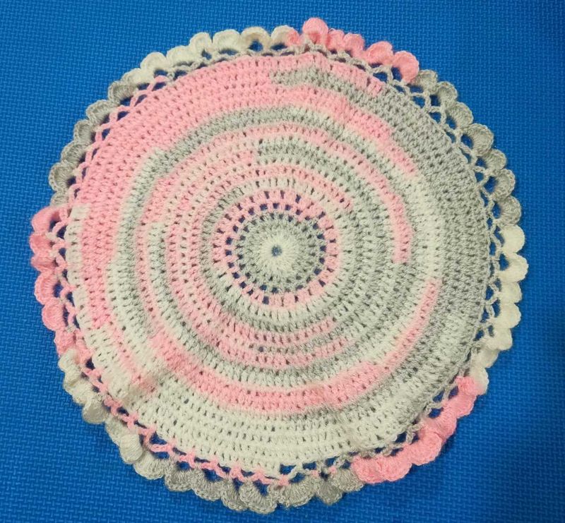 Crochet Doily Pink &amp; Grey