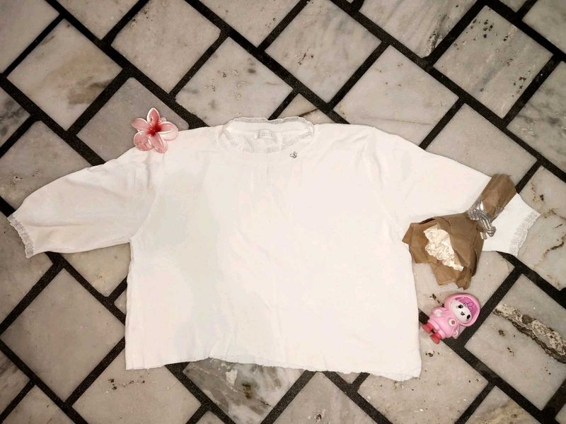 White Blouse with Lace Detail