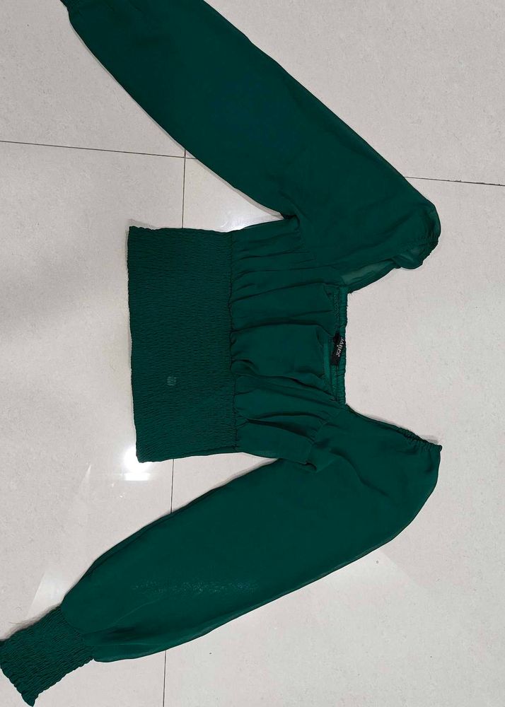 Elegant Emerald Green Crop Top corset