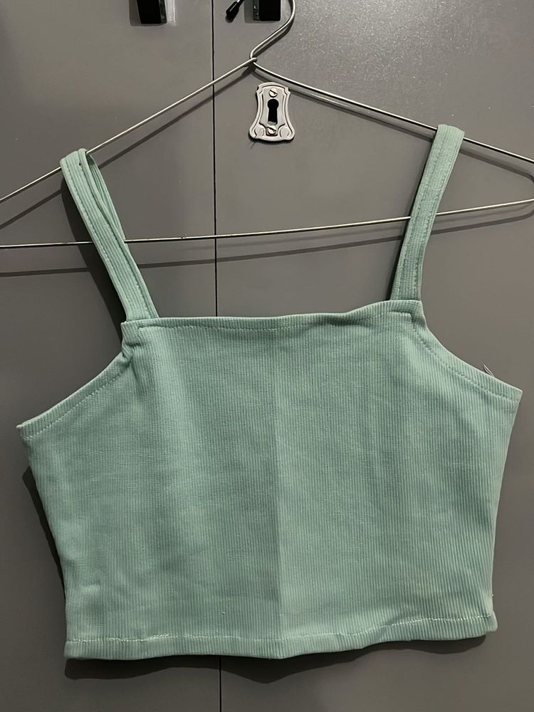 Mint Green Ribbed Crop Top
