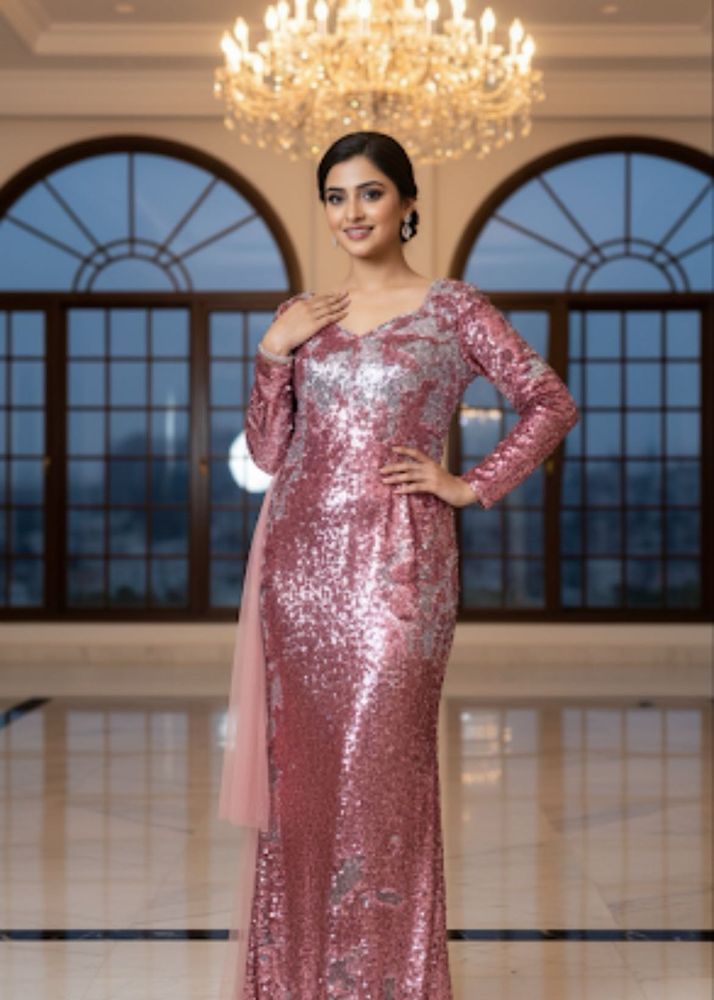 pink sequin dress