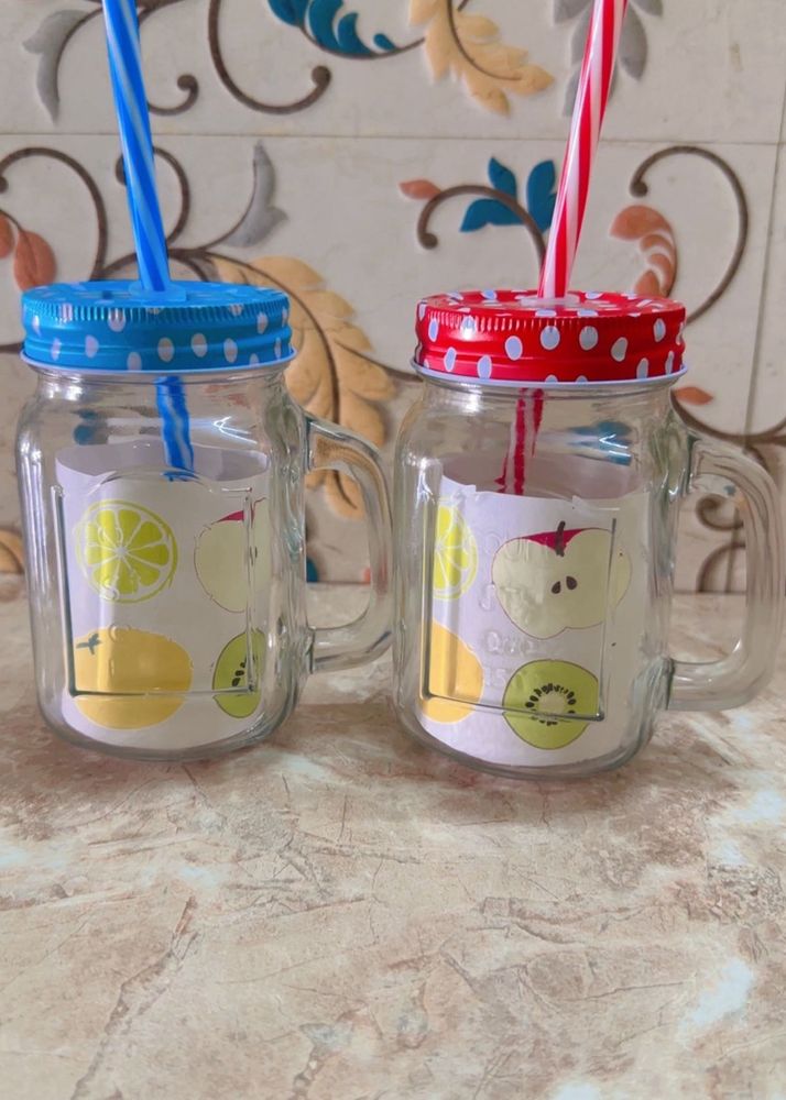 Mason Jar Mugs with Lids &amp; Straws