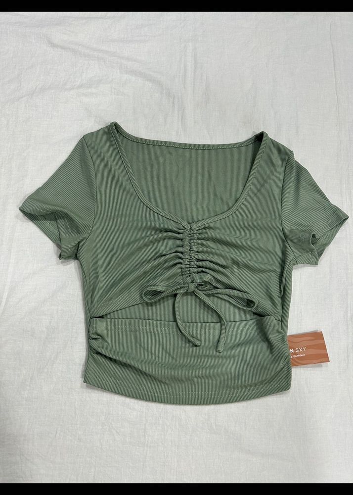 Summer Cut Out Fancy Top With Drawstrings