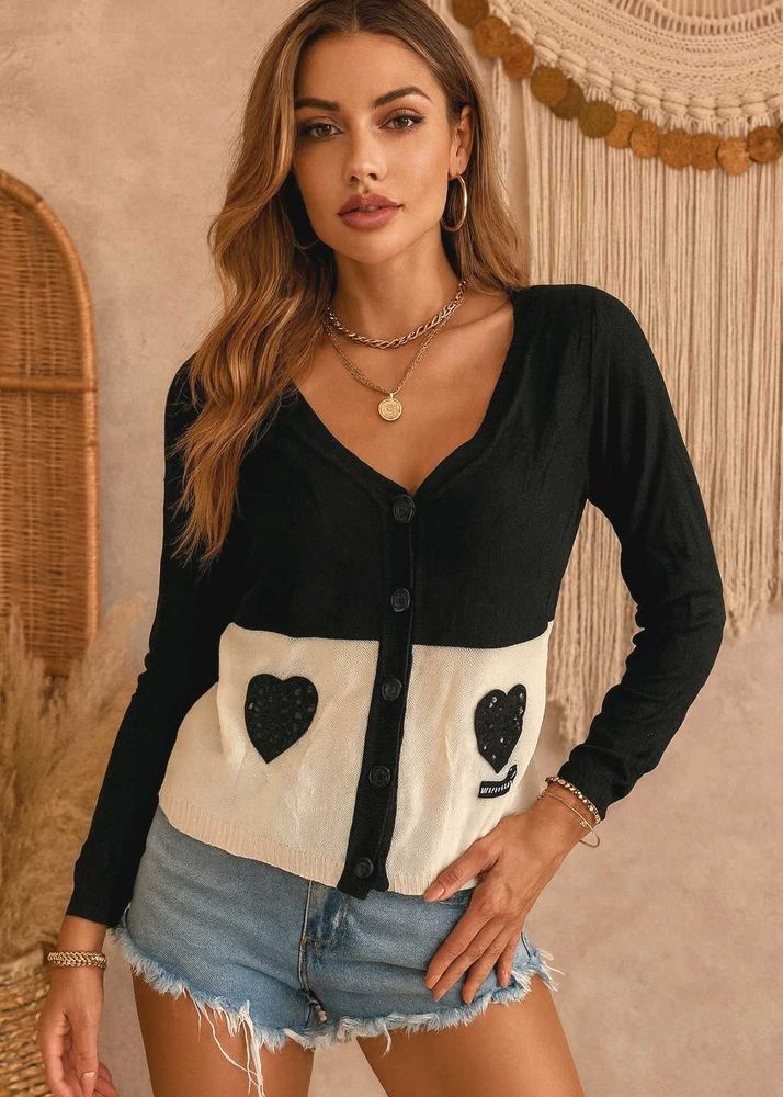 🎁Buy1 Get1 Free Cute Black &amp; White Cardigan F