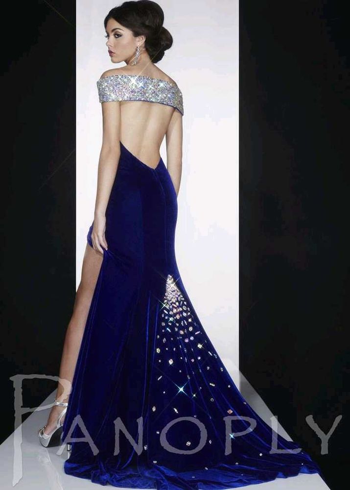 Elegant Blue Velvet Gown