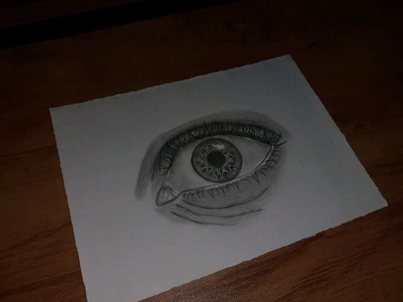 2 Eyes Drawing With Pencil