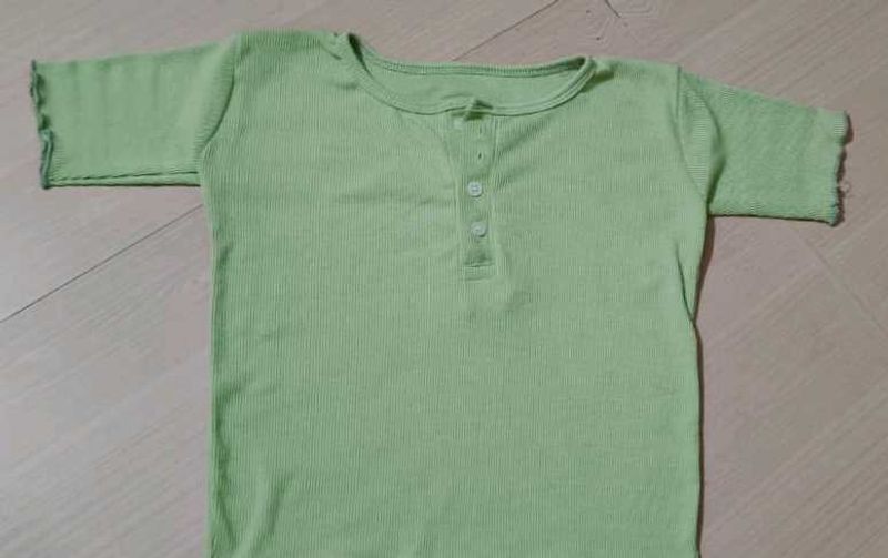 Ribbed Button-Front Crop Top