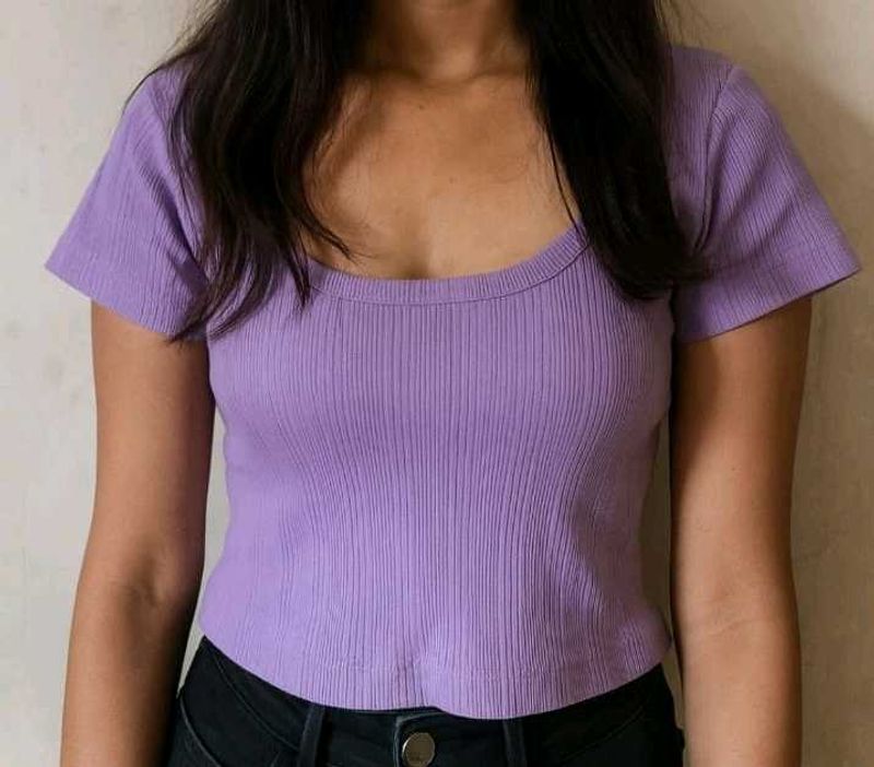 Purple Ribbed Top