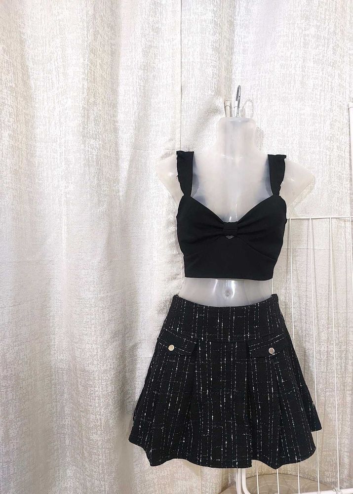 Tweed black short-skirt