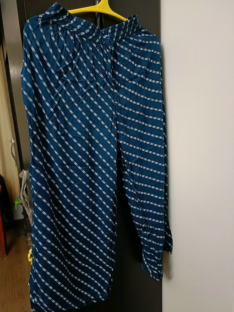 Navy Blue Striped Lounge Plazzo