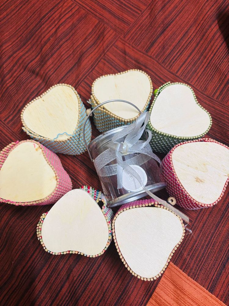 Heart-Shaped Trinket Boxes &amp; Candle Holder