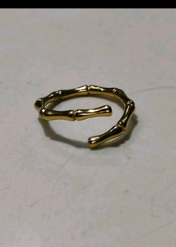Italian 18k Gold Plated Bamboo-Style Ring