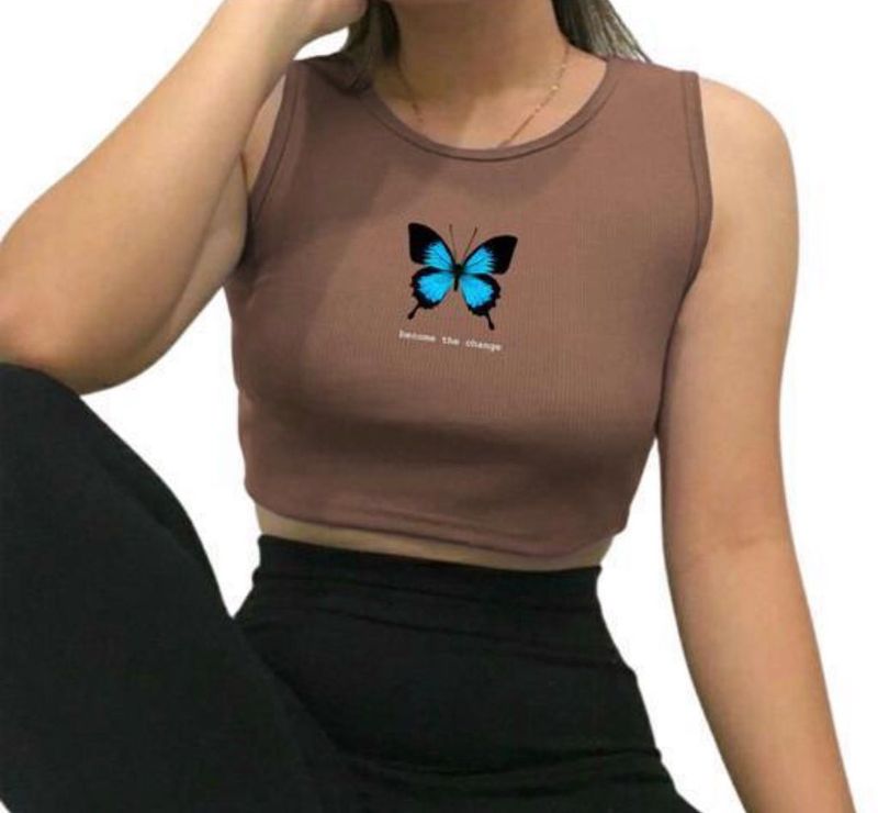 Butterfly Graphic Crop Tank Top