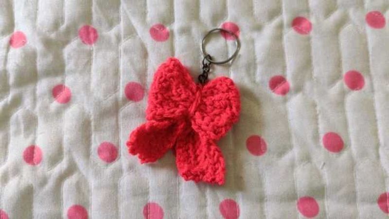 Red Crochet Bow Keychain