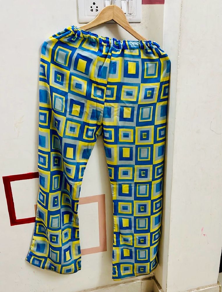 Blue Straight Fit Flared Pant