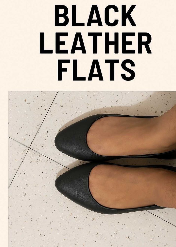 Black Leather Flats