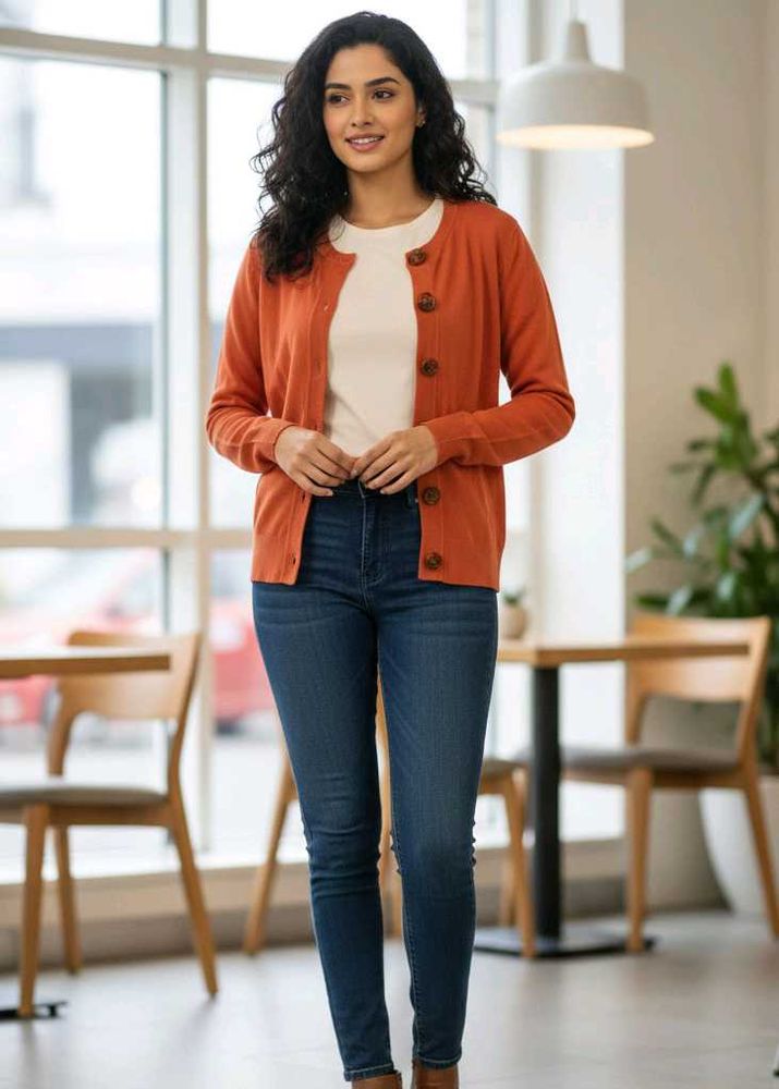 Imported Chic Orange Cardigan