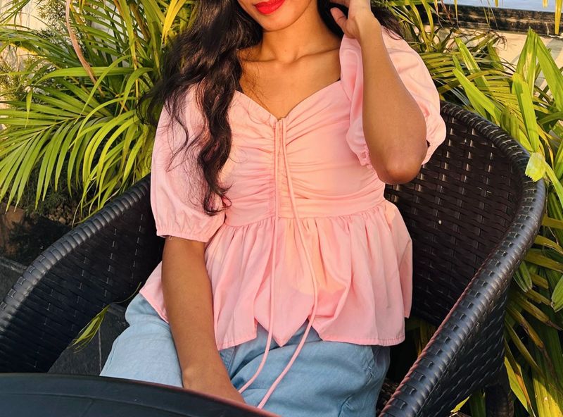 Pink Puff Sleeve Top