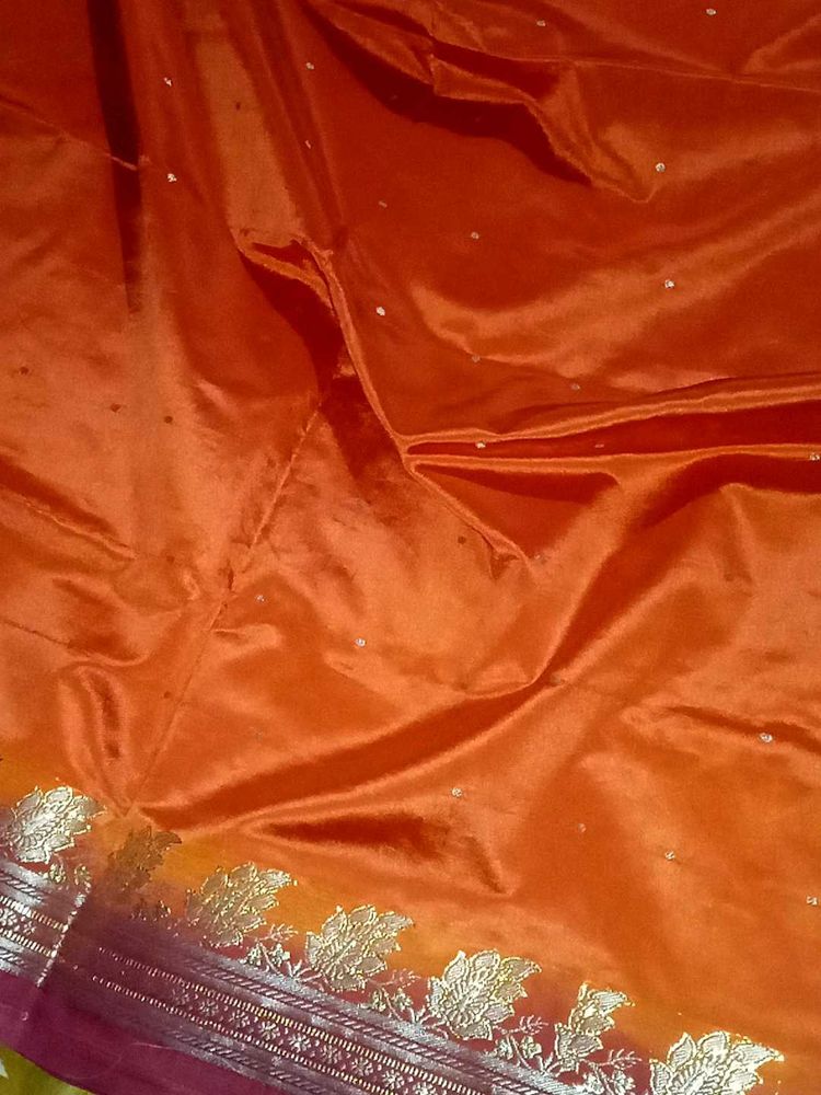 Elegant Orange Art Silk Saree