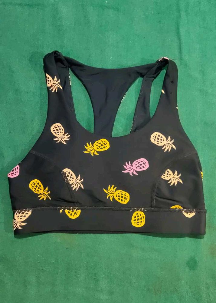 Pineapple Print Sports Bra