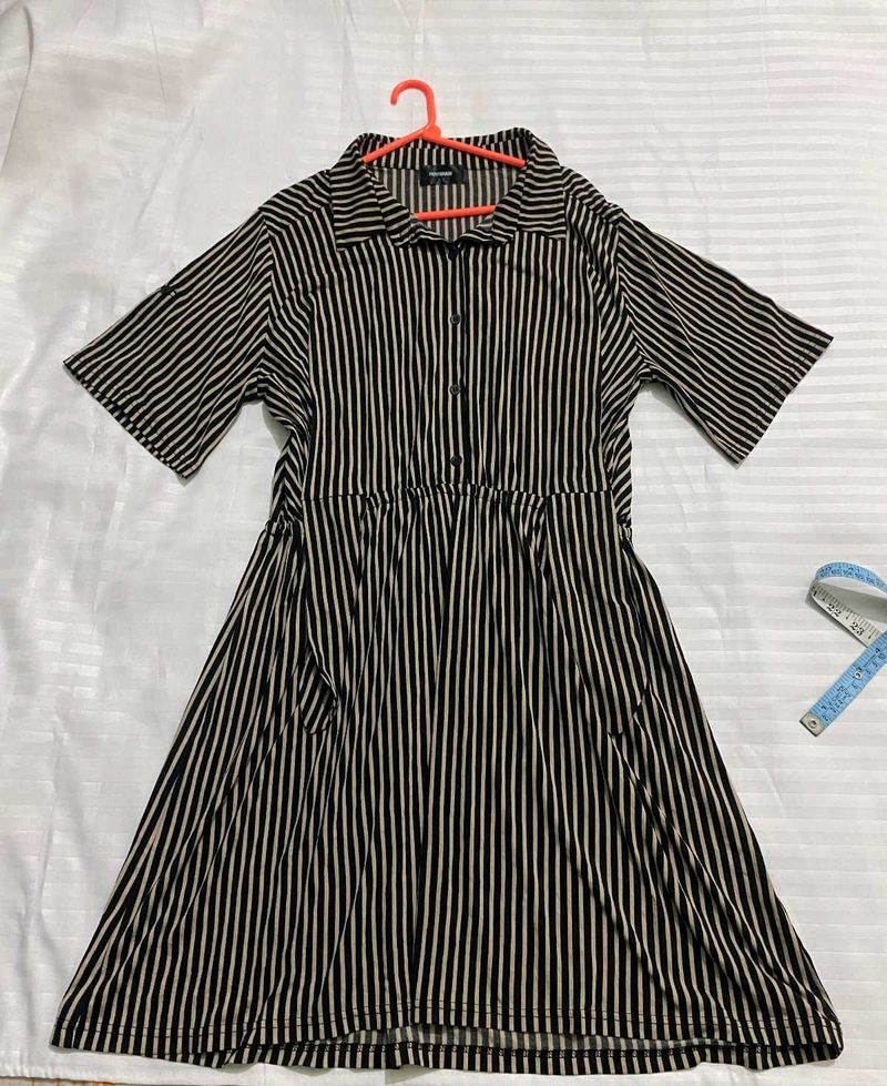 Striped Shirt Dress Bust Till 40 Stretchy