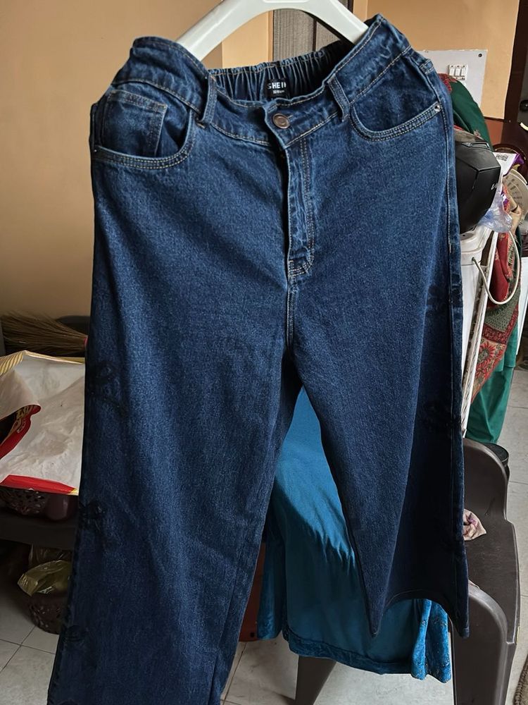 Dark Blue Wide Leg Jeans